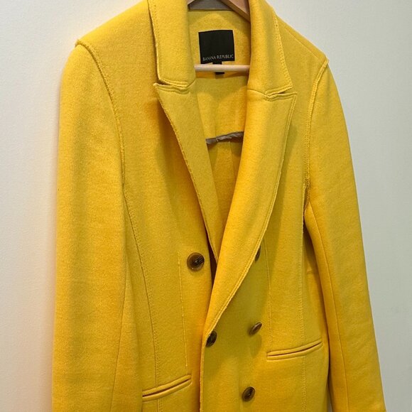 Banana Republic Yellow Trench Coat, Size S - Picture 3 of 4
